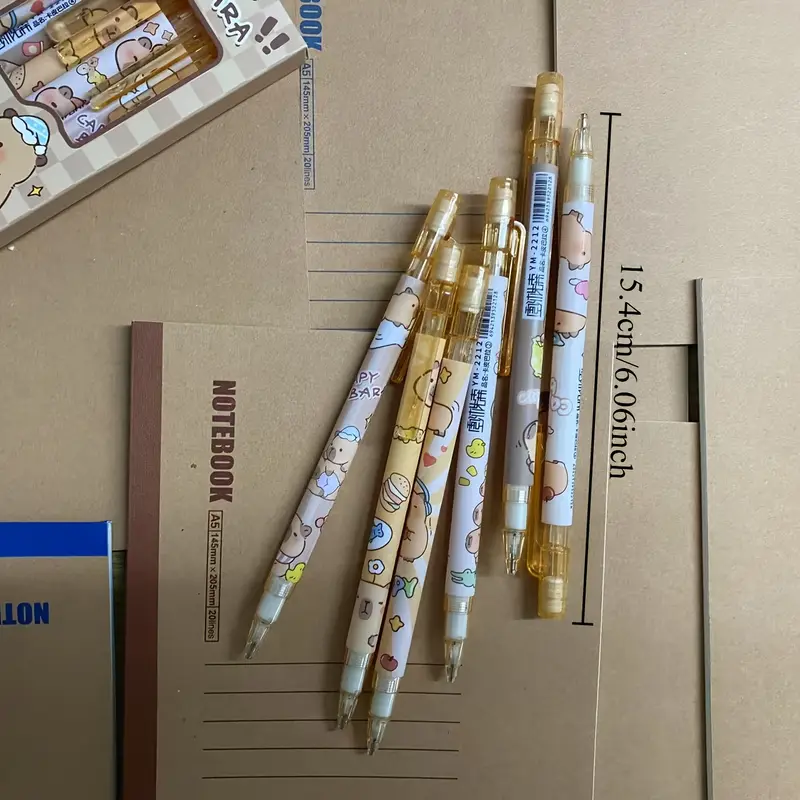 6pcs Capybara Mechanical Pencils with Built-In Erasers - Image 4