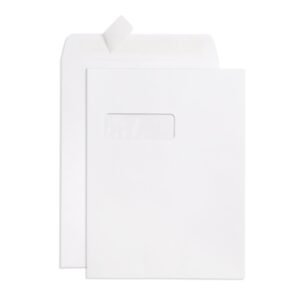 100 White Catalog Envelopes - 28lb - 9 x 12 inch - Security Tinted, Strong Self Seal