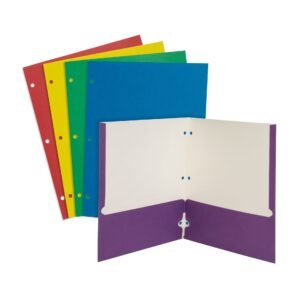 2 Pocket Folder, 3-Hole Punched, Assorted, 50 Pack