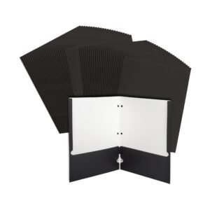 2 Pocket Folder, 1 Side Printed, 3-Hole Punched, Black, 50 Pack