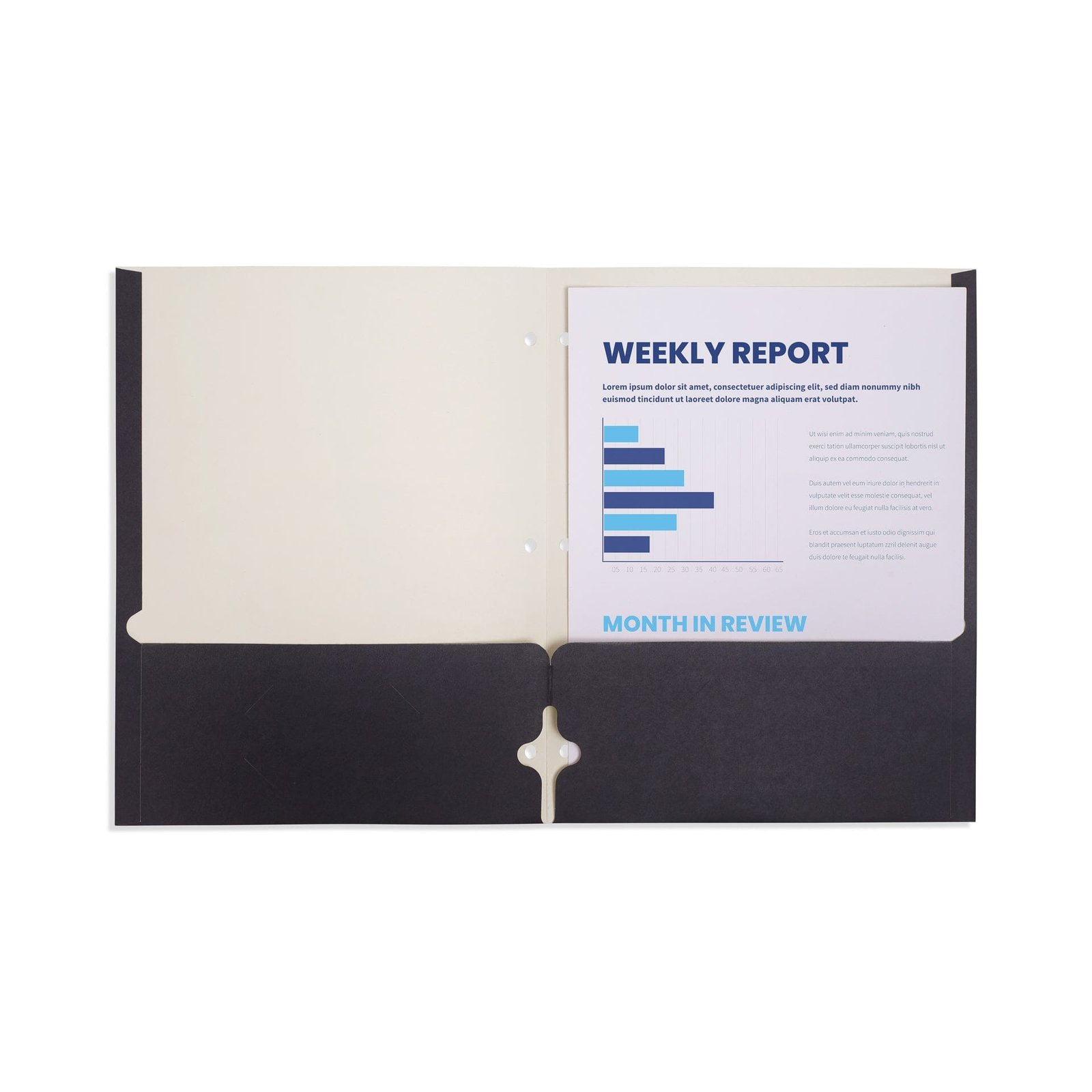 2 Pocket Folder, 1 Side Printed, 3-Hole Punched, Black, 50 Pack - Image 2