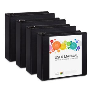3" Binder, O-Ring, Black, 4 Pack
