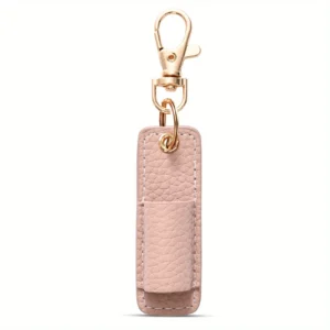 Portable Faux Leather Pen Case with Keychain