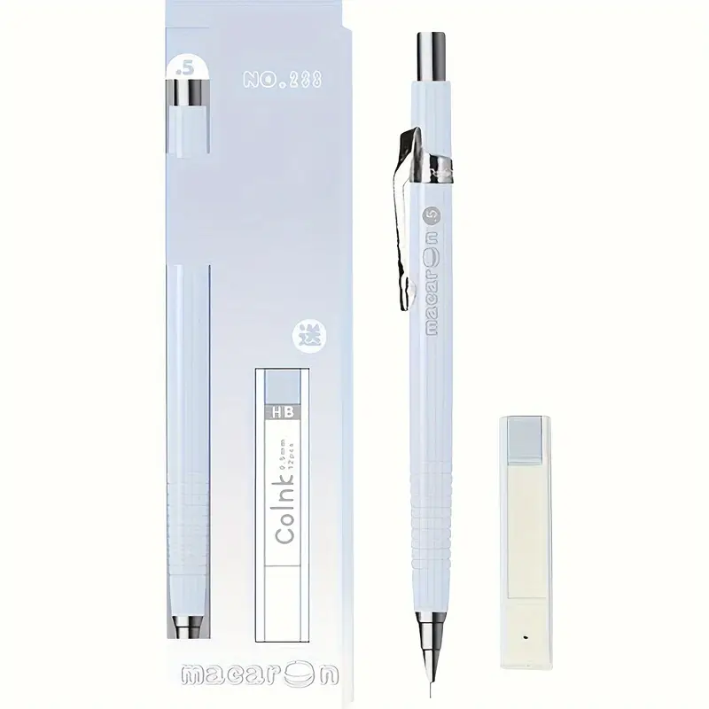 HB 0.5mm Macaron Color Mechanical Pencil Set with Extra Lead - Image 11