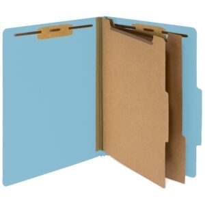 30 Letter Size Light Blue Classification Folders, 2 Dividers, 30-Pack, Discontinued