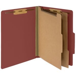 30 Letter Size Red Classification Folders, 2 Dividers, 30-Pack