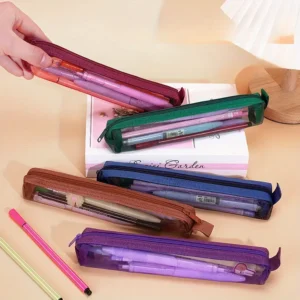 Random Retro Color Mini Mesh Pencil Cases