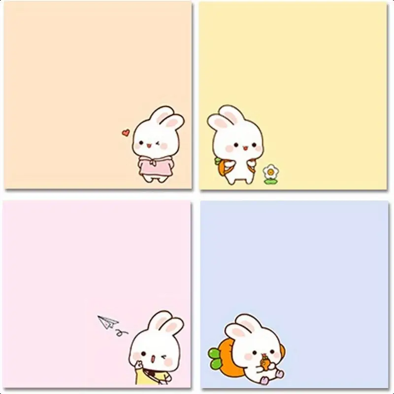 4pcs/set Rabbit Self-Adhesive Notebooks 80 Sheets - Image 4