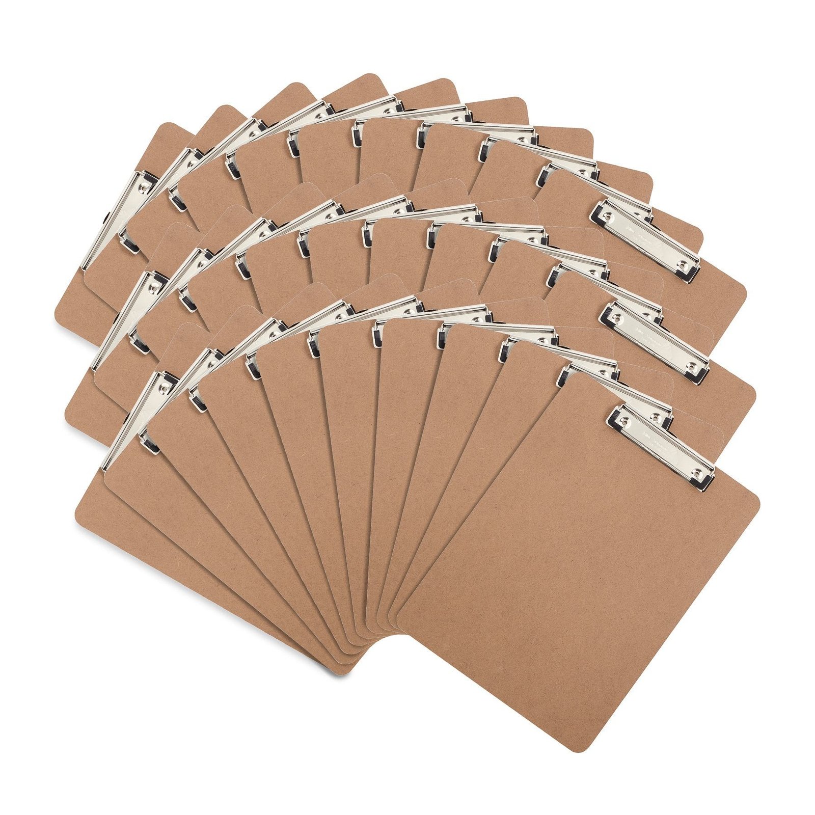 Hardboard Clipboards, Letter Size, Low Profile Clip, 30 Pack