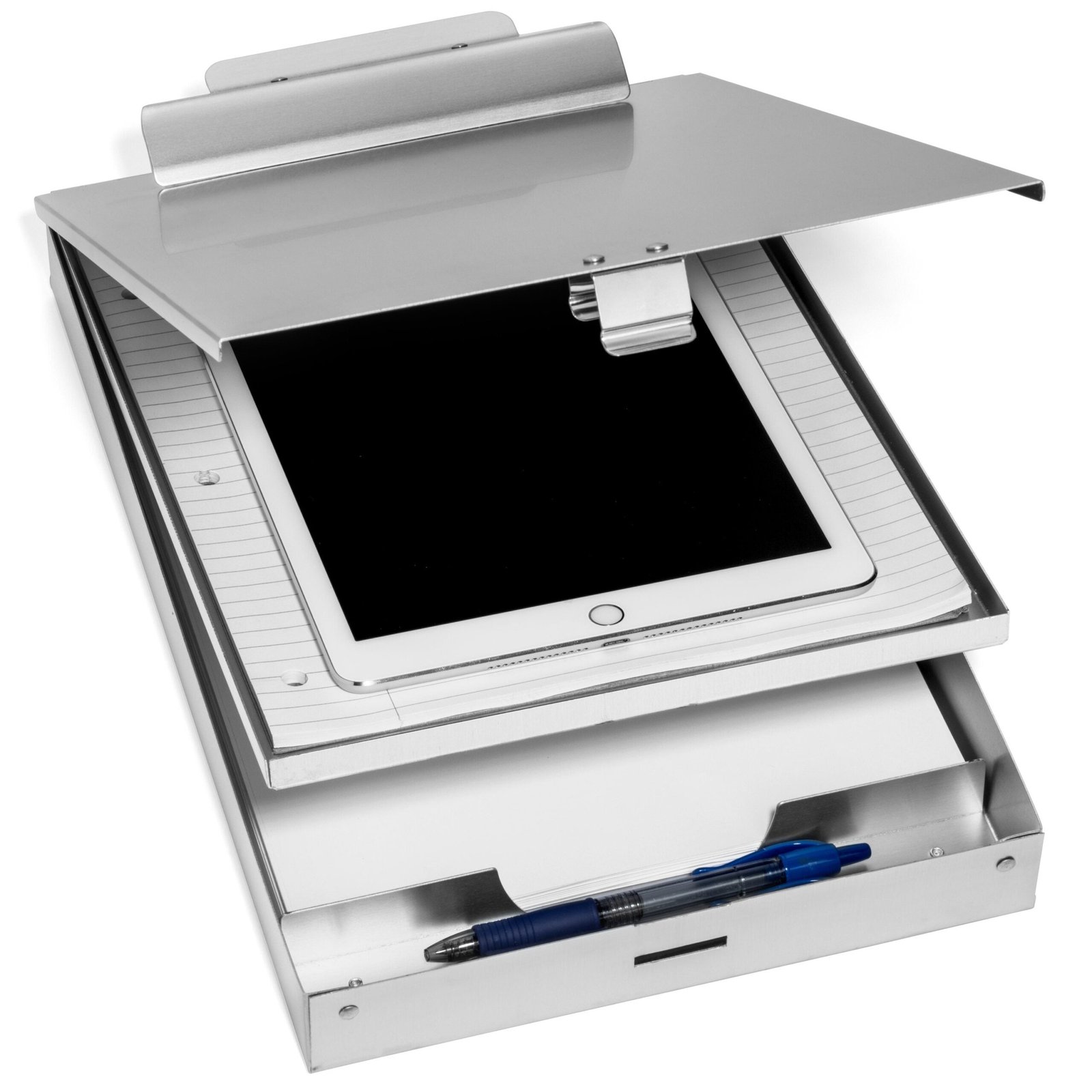 Aluminum Storage Clipboard, 2 Compartments, Large Clip - Image 4