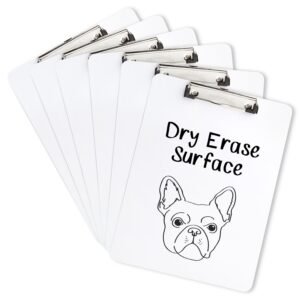 Personal Whiteboard Clipboards, Letter Size, Low Profile Clip, 6 Pack