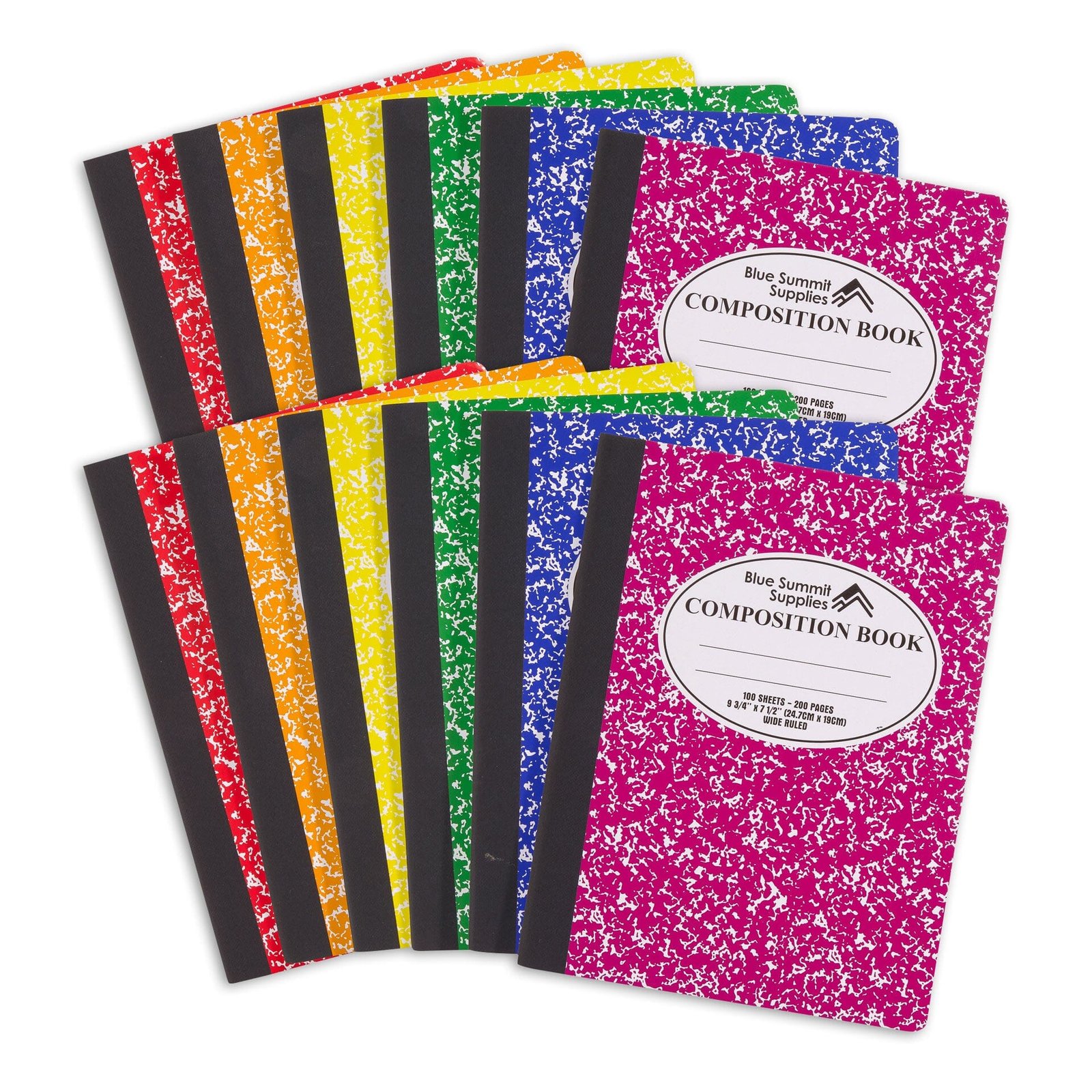 Wide Ruled Composition Notebooks, 100ct, Assorted Colors, Carton, 48 Pack