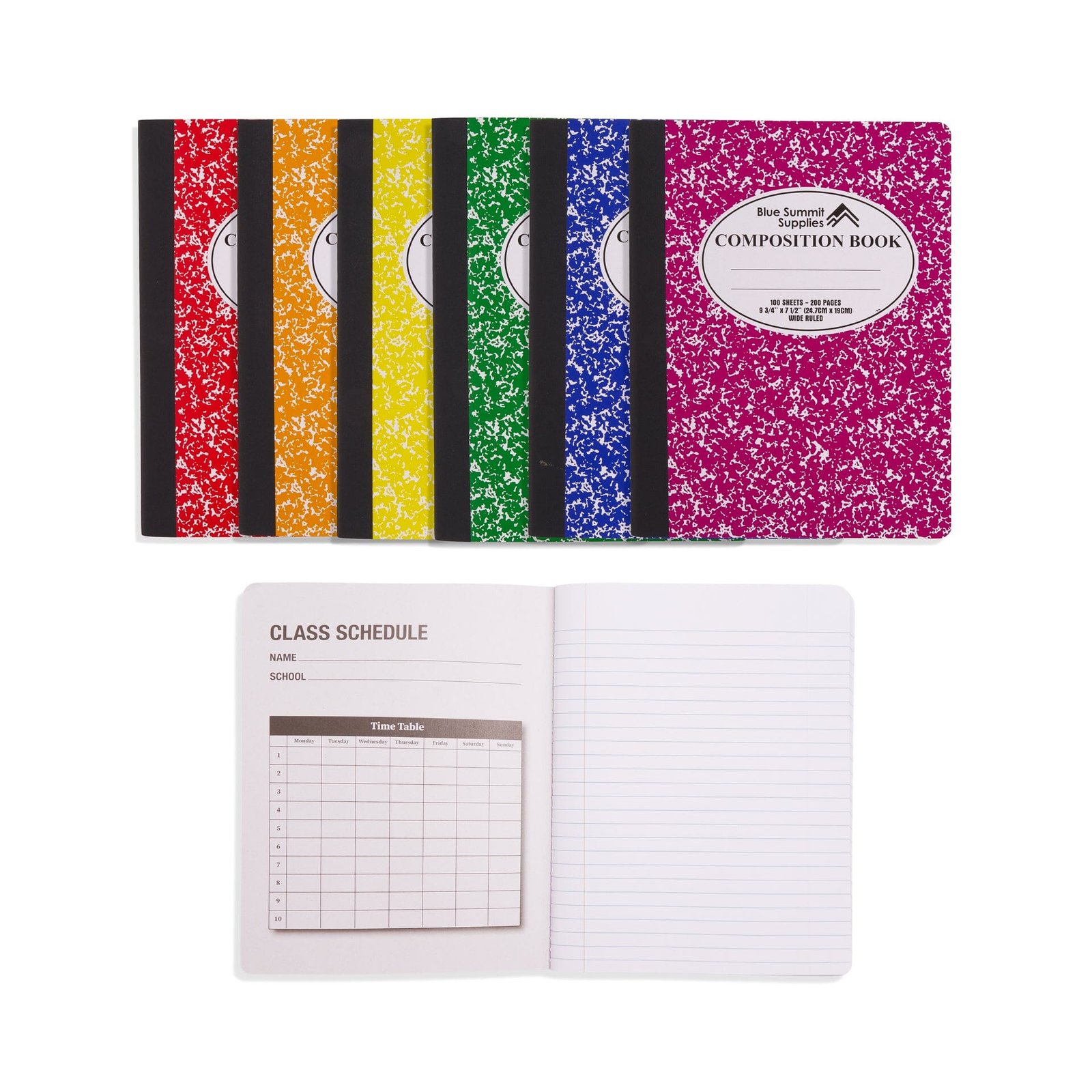 Wide Ruled Composition Notebooks, 100ct, Assorted Colors, Carton, 48 Pack - Image 2