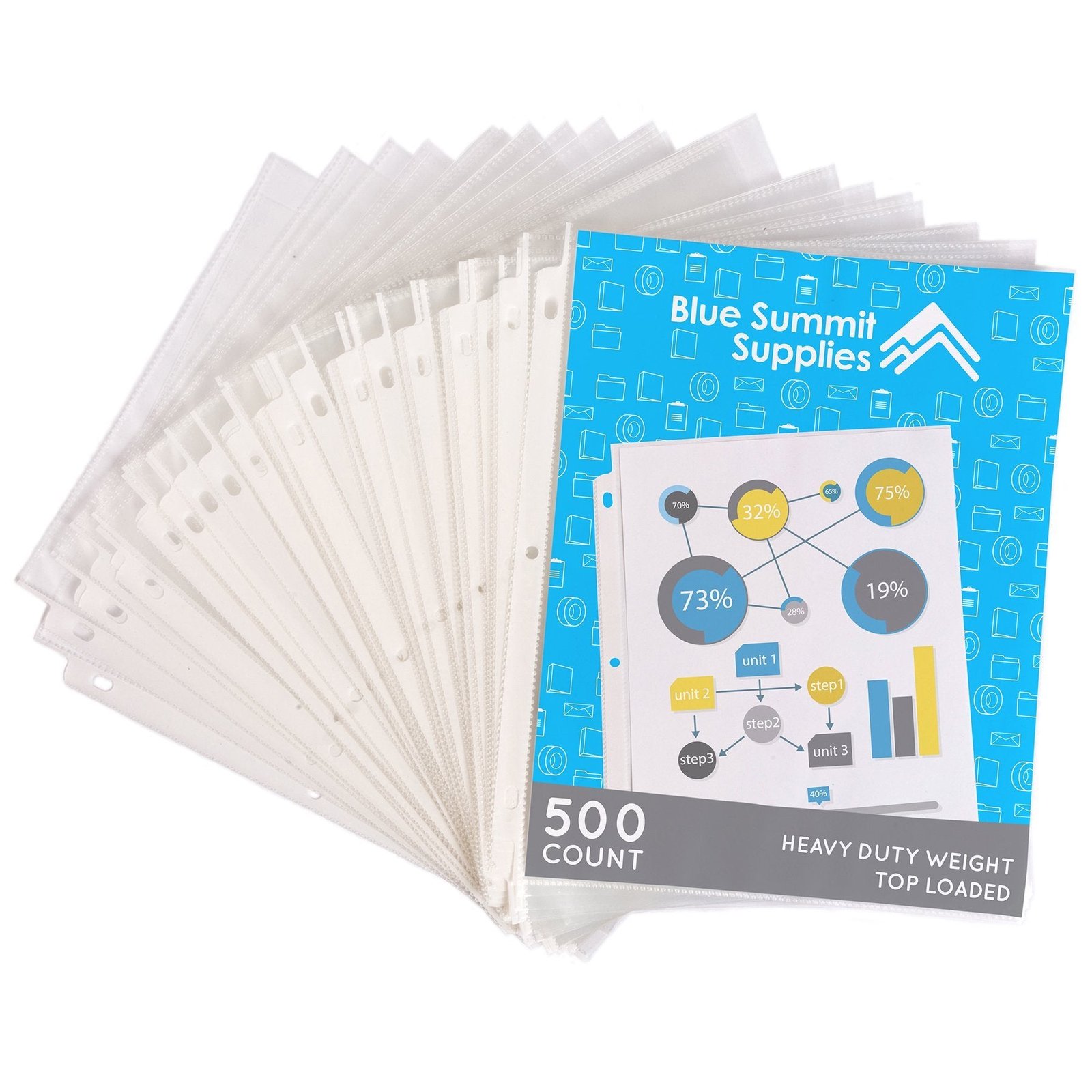 Sheet Protectors, Heavyweight, Hole Punched, 500/Pack