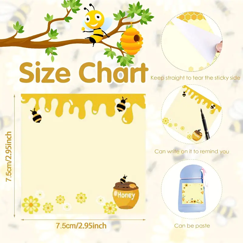 9pcs Bee Themed Sticky Note Pads - Image 2