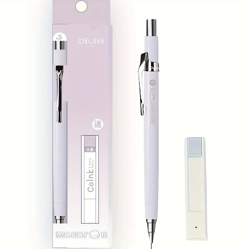 HB 0.5mm Macaron Color Mechanical Pencil Set with Extra Lead - Image 7