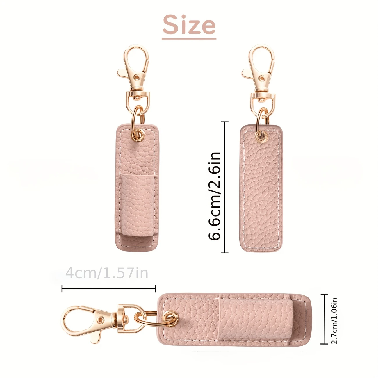 Portable Faux Leather Pen Case with Keychain - Image 3