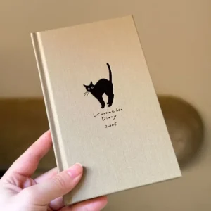 1pc 2025 Cycle Plan B6 Cute Black Cat Design Linen Notebook