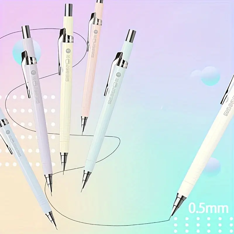 HB 0.5mm Macaron Color Mechanical Pencil Set with Extra Lead - Image 4